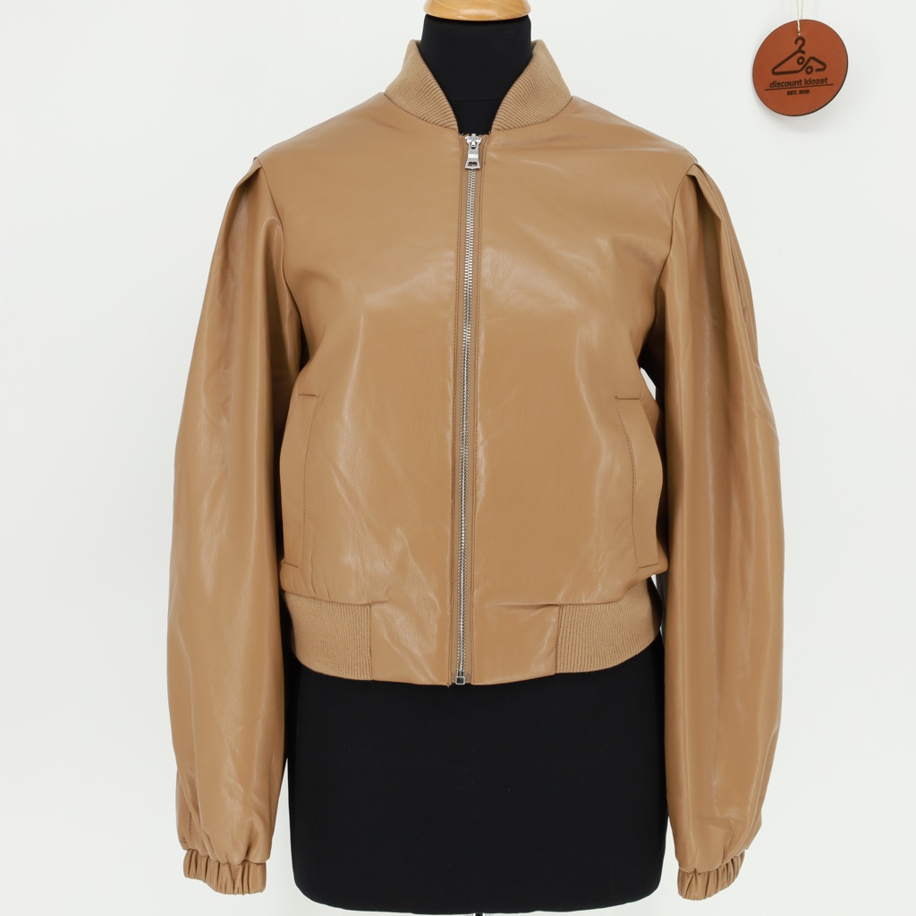 House Of Harlow Iced Latte Faux Leather Bomber Jacket